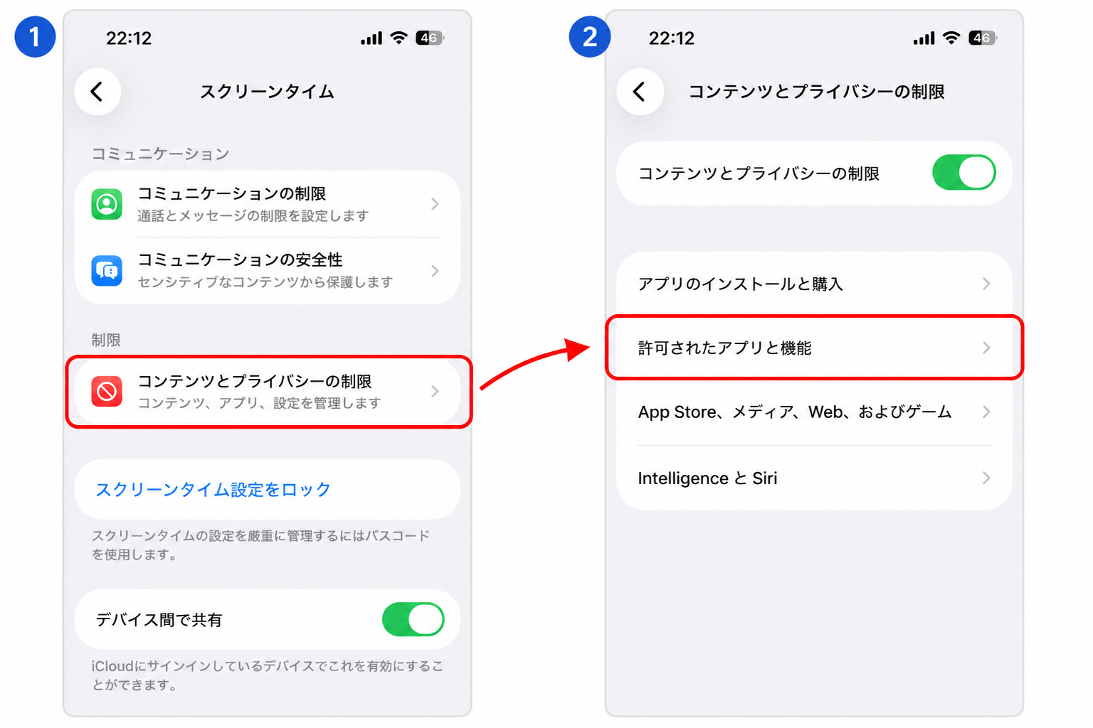 「許可されたアプリ」のCarPlay設定画面