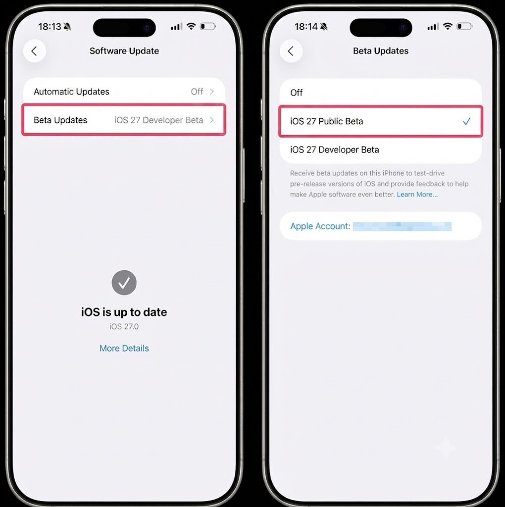 iOS27ベータ画面真っ暗 Developer Beta Public Beta
