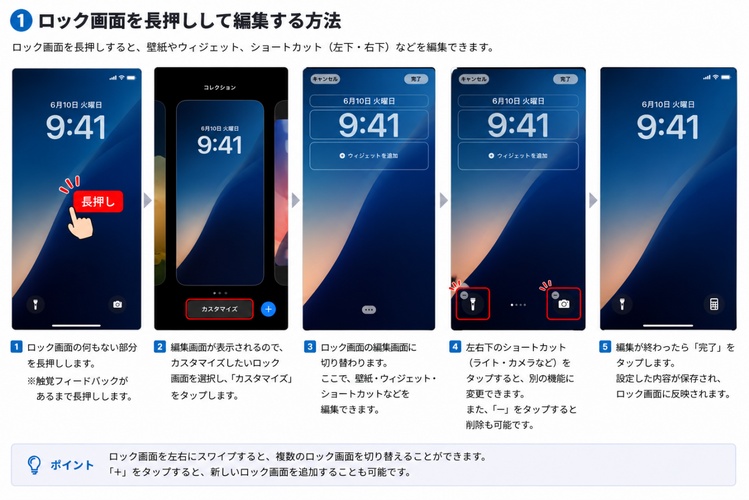 ロック画面を長押しして編集
