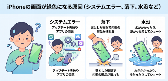 iPhoneの画面が緑色になる主な原因