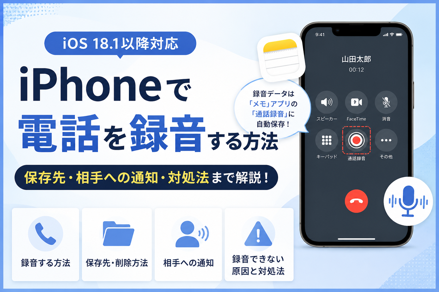 iPhoneの電話録音機能